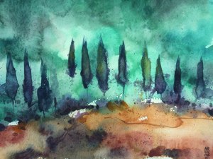 watercolours on paper