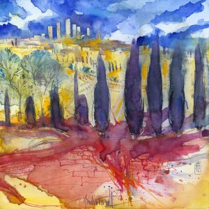 Watercolours on canvas cm 30x30